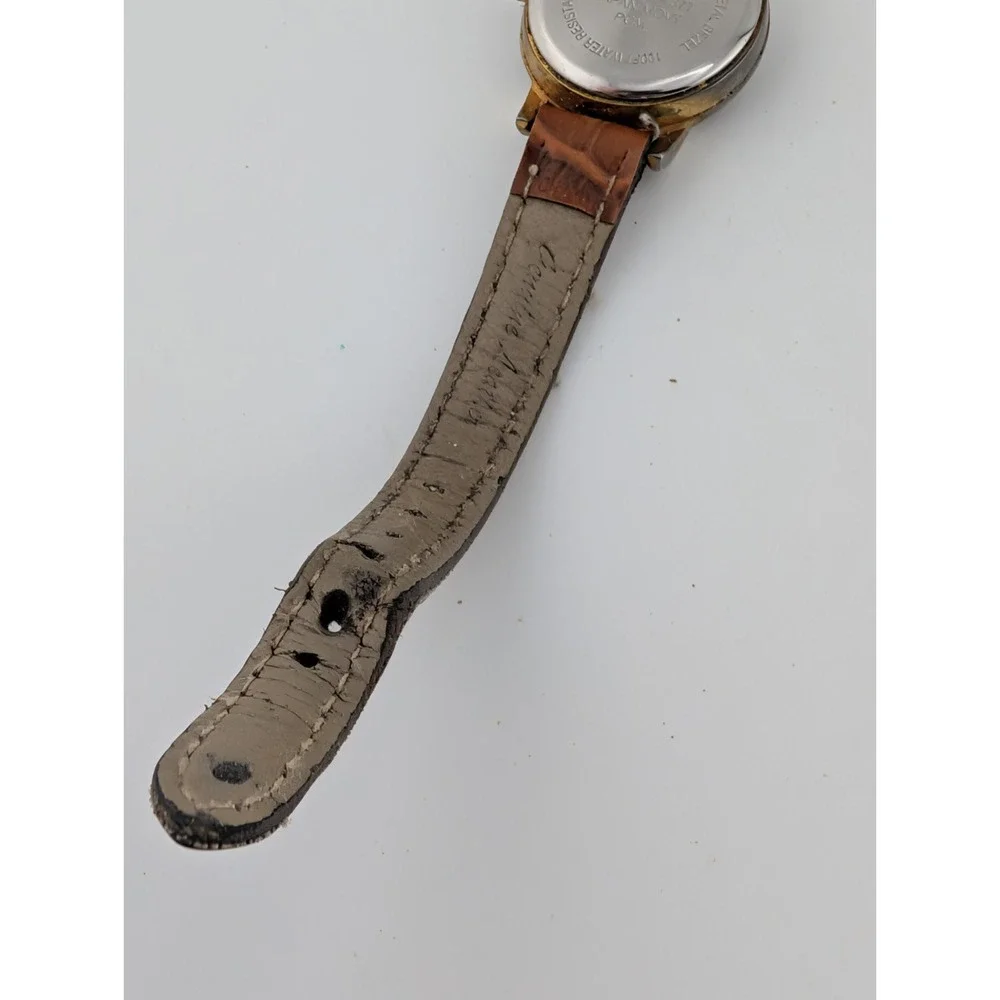 Vintage White Stag Women's Watch 25mm Gold Case Leather Band- New Battery